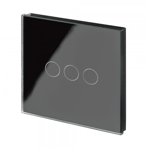 Crystal PG 240V  3 Gang Touch Pulse/Retractive Light Switch Black